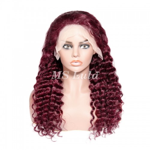 Burgundy Color #99j Human Hair Deep Wave 13X4 Lace Front Wigs | Human Hair Wig | Lace Front